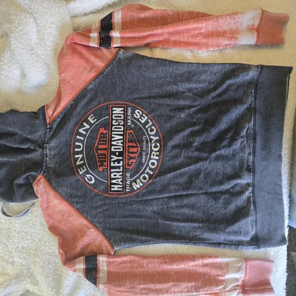 Harley-Davidson Gray and Orange Women's Hoodie - Picture 1 of 10